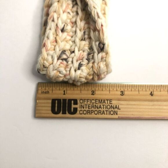 crochet twist chunky baby headband cotton cream blue and pink - Picture 3 of 4